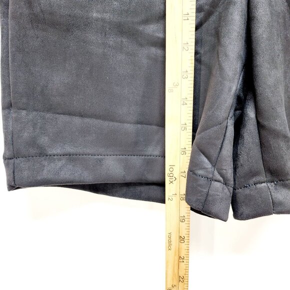 Women's NWT Faux Suede Shorts size S  Solid Black Midi Extreme High Rise - Picture 7 of 9